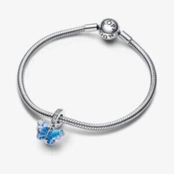 Pandora Blue Murano Glass Butterfly Dangle Charm - Picture 3 of 3